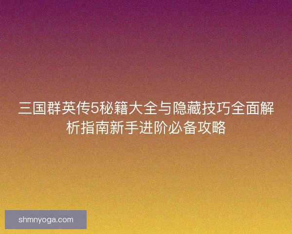 三国群英传5秘籍大全与隐藏技巧全面解析指南新手进阶必备攻略